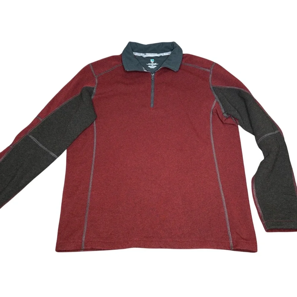 Kuhl Sweater Mens Med‎ Red Revel 1/4 Zip Kashmira Pullover Fleece Hiking